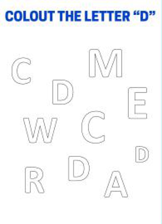Art And Craft Worksheet: Color The Letter D - Capital Letter Recognition Worksheet