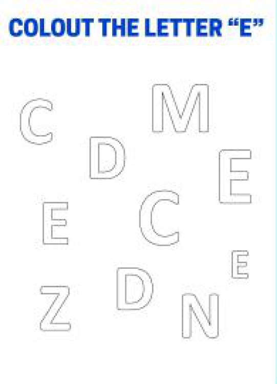 Art And Craft Worksheet: Color The Letter E - Capital Letter Recognition Worksheet