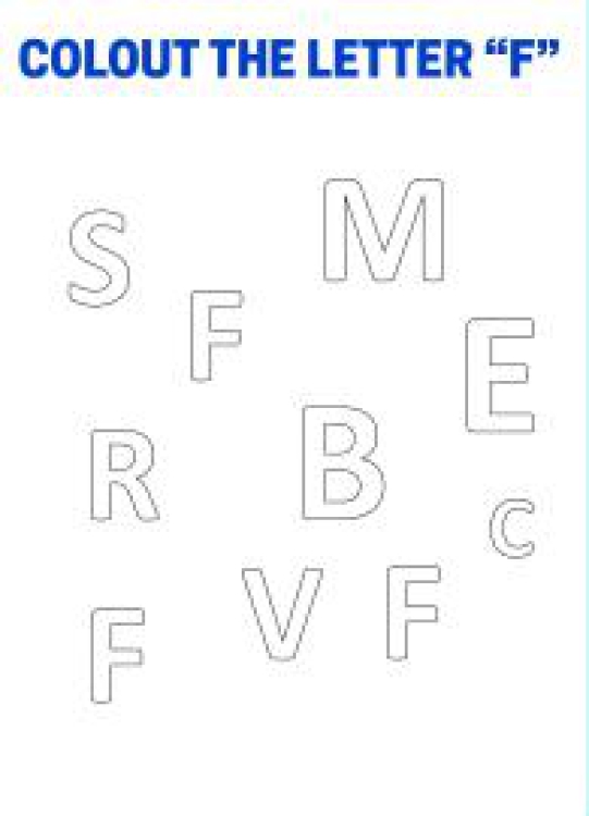Art And Craft Worksheet: Color The Letter F - Capital Letter Recognition Worksheet