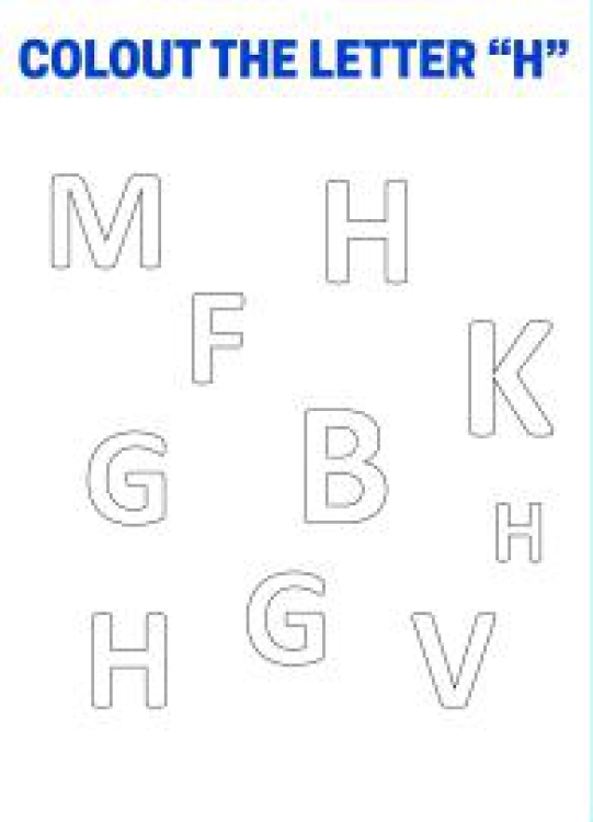 Art And Craft Worksheet: Color The Letter H - Capital Letter Recognition Worksheet