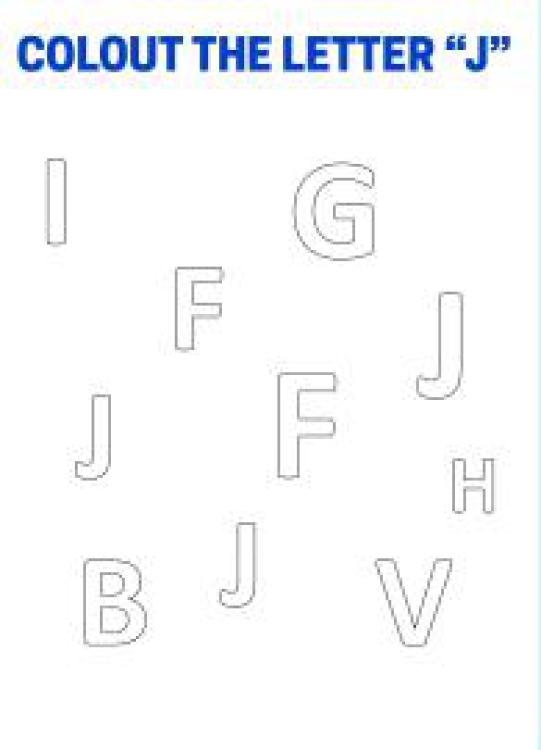Art And Craft Worksheet: Color The Letter J - Capital Letter Recognition Worksheet