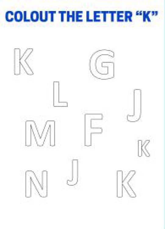 Art And Craft Worksheet: Color The Letter K - Capital Letter Recognition Worksheet