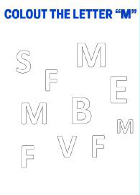 Art And Craft Worksheet: Color The Letter M - Capital Letter Recognition Worksheet