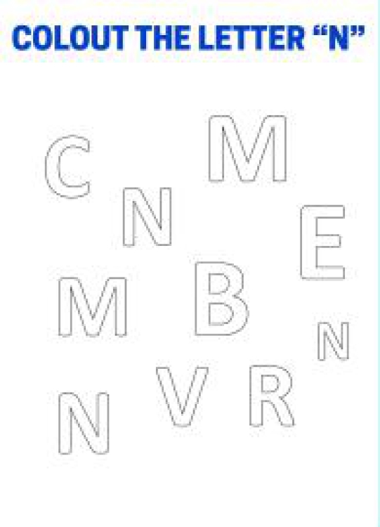 Art And Craft Worksheet: Color The Letter N - Capital Letter Recognition Worksheet