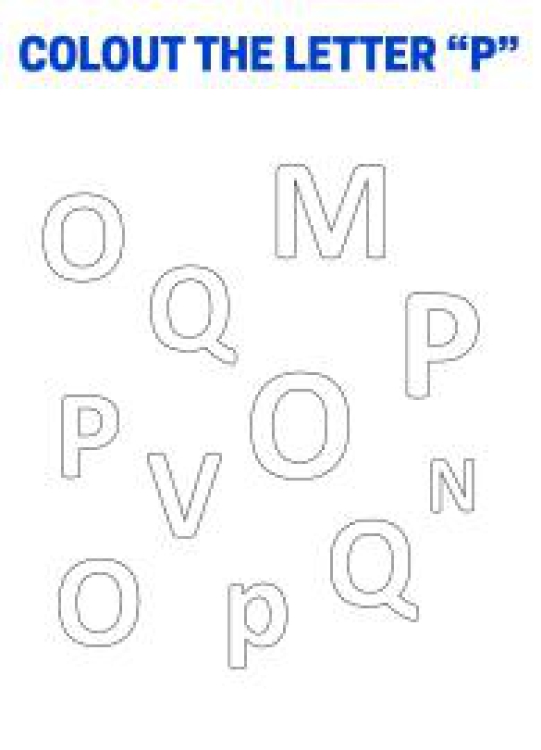 Art And Craft Worksheet: Color The Letter P - Capital Letter Recognition Worksheet