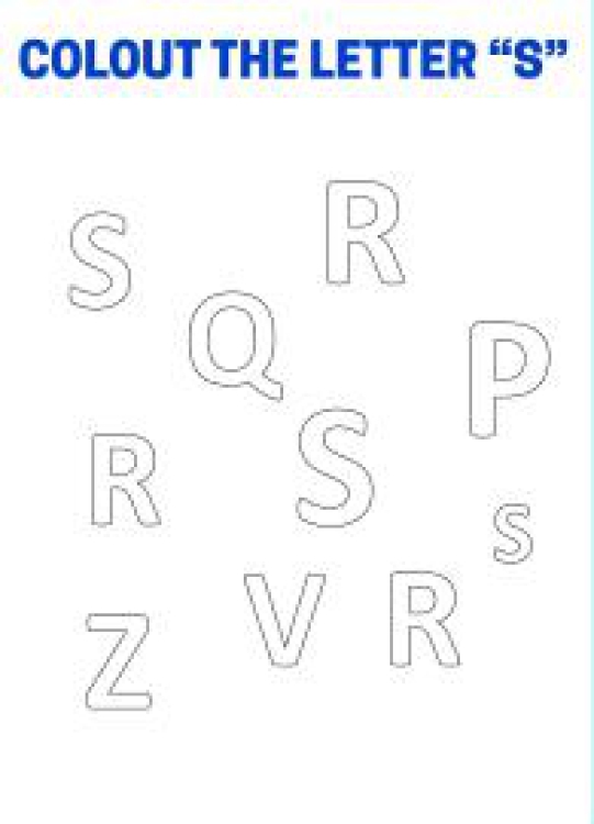 Art And Craft Worksheet: Color The Letter S - Capital Letter Recognition Worksheet