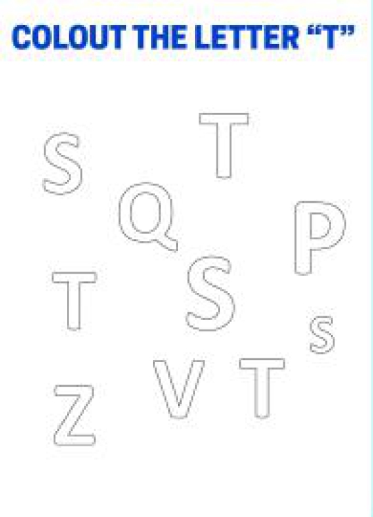 Art And Craft Worksheet: Color The Letter T - Capital Letter Recognition Worksheet