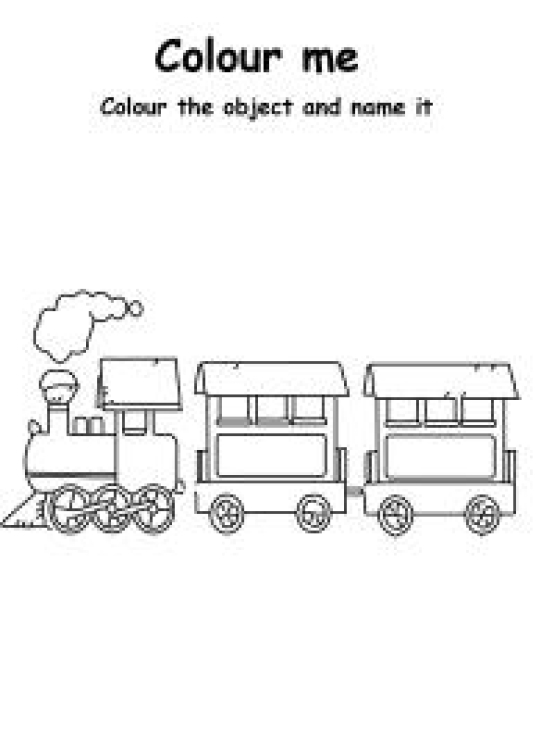 Art And Craft Worksheet: Color the Train - Transportation Coloring Pages Worksheet