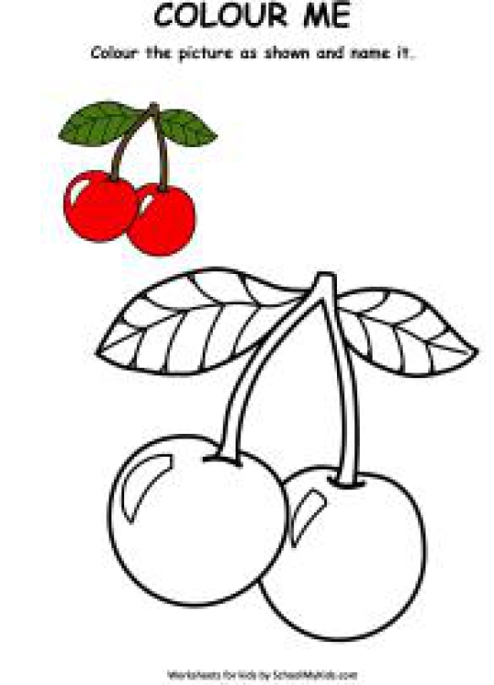 Art And Craft Worksheet: Colour Me - Cherries Coloring Pages Worksheet