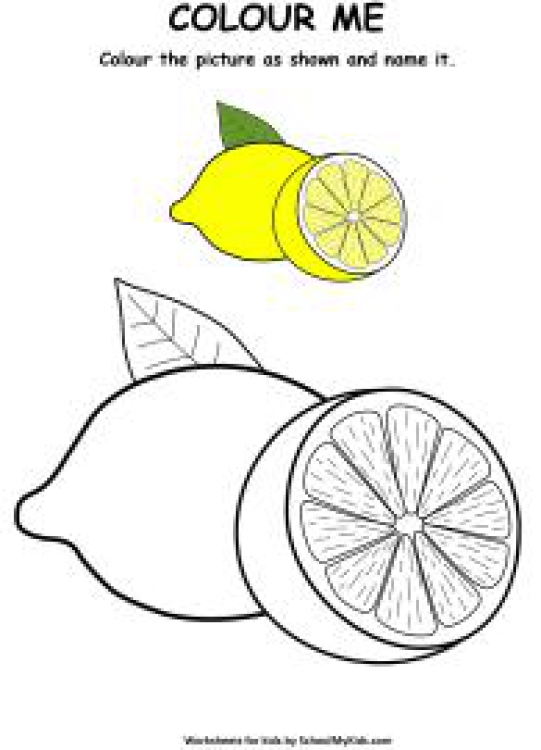 Art And Craft Worksheet: Colour Me Lemon Coloring Pages Worksheet