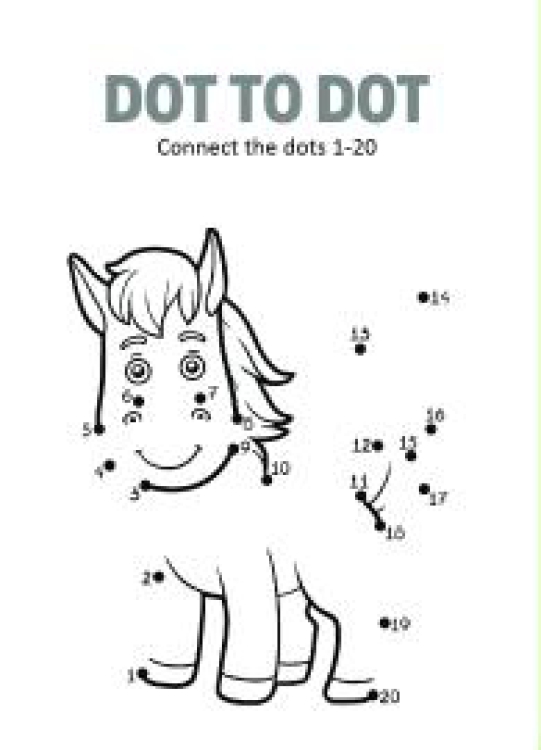 Art And Craft Worksheet: Connect the Dots - Baby Horse Dot to Dot Worksheet