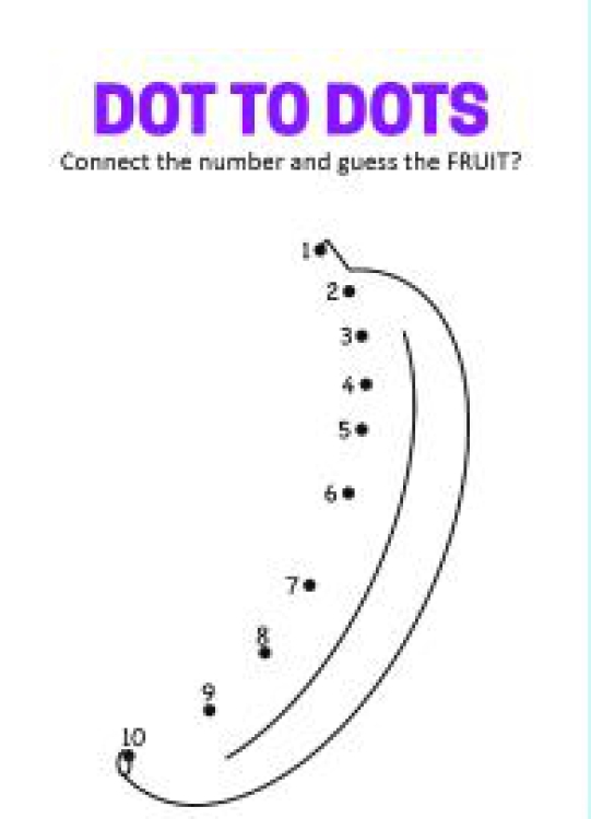 Art And Craft Worksheet: Connect the Dots - Banana Dot to Dot Worksheet