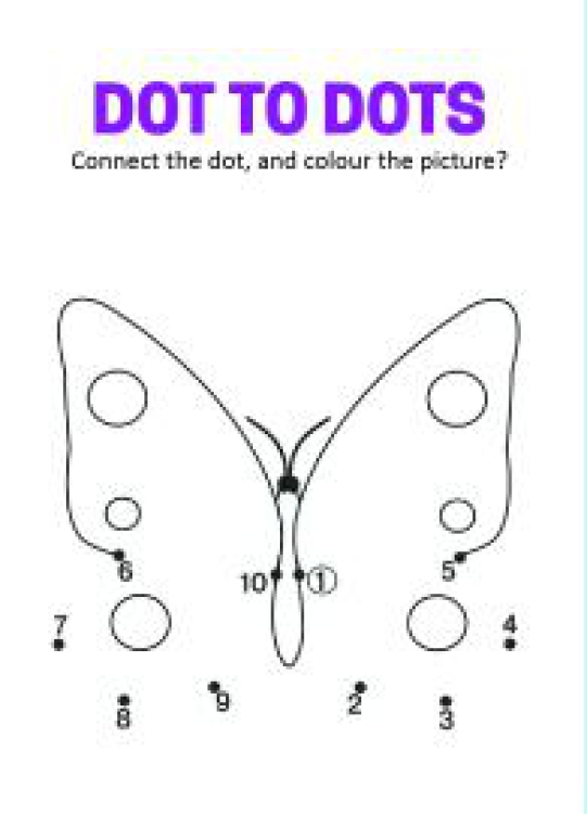 Art And Craft Worksheet: Connect the Dots - Butterfly Dot to Dot Worksheet