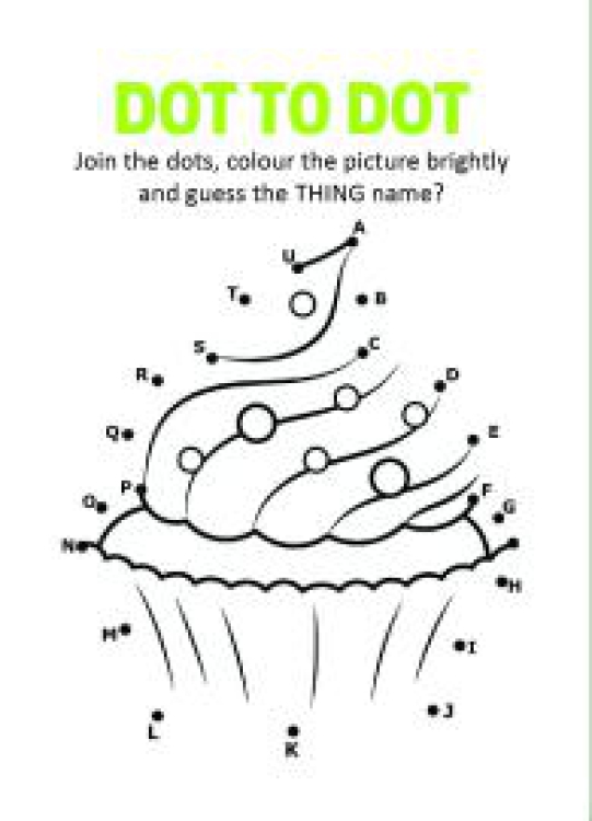 Art And Craft Worksheet: Connect the Dots - Cupcake Dot to Dot Worksheet