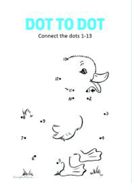 Art And Craft Worksheet: Connect the Dots - Duck Dot to Dot Worksheet