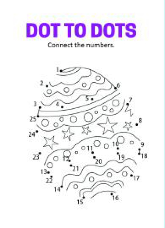 Art And Craft Worksheet: Connect the Dots - Easter Egg Dot to Dot 1 to 25 Worksheet
