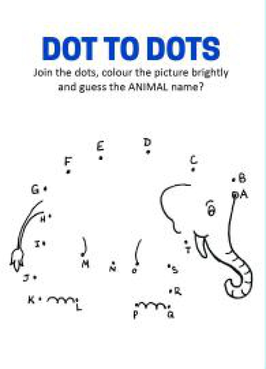 Art And Craft Worksheet: Connect the Dots - Elephant Dot to Dot Worksheet