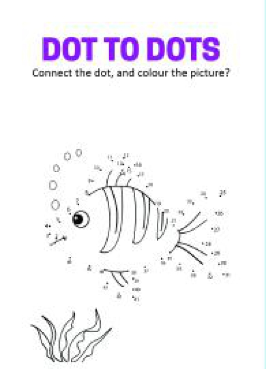 Art And Craft Worksheet: Connect the Dots - Fish Dot to Dot Worksheet