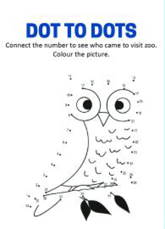 Art And Craft Worksheet: Connect the Dots - Owl Dot to Dot Worksheet