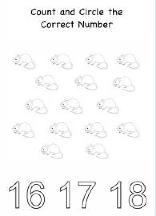 Math Worksheet: Count And Circle The Correct Number up to 18 Worksheet