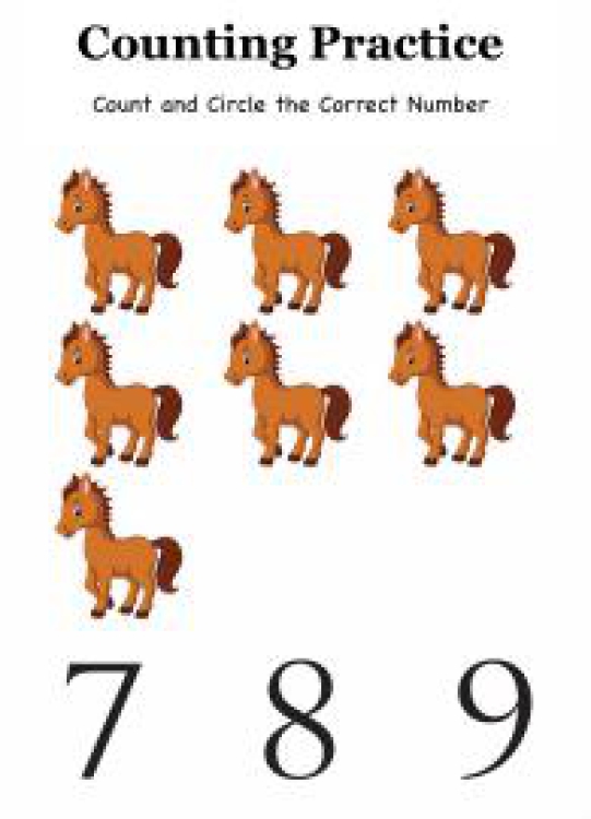 Math Worksheet: Count And Circle The Number up to 9 Worksheet