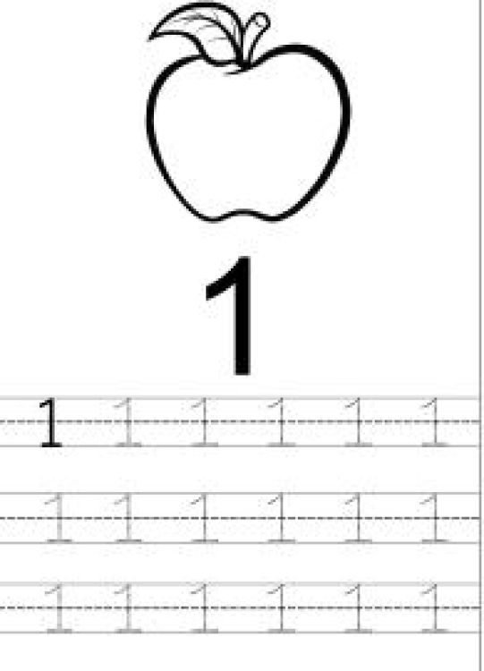 Math Worksheet: Count and Trace 1 - Number Tracing Worksheet
