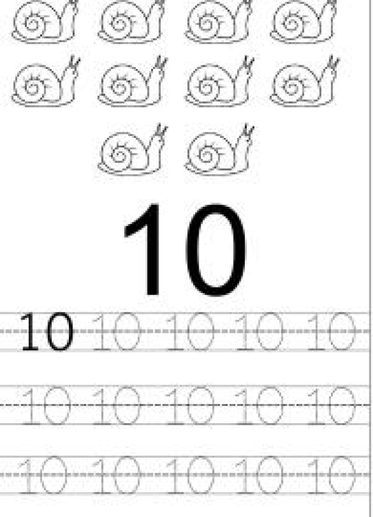 Math Worksheet: Count and Trace 10 - Number Tracing Worksheet