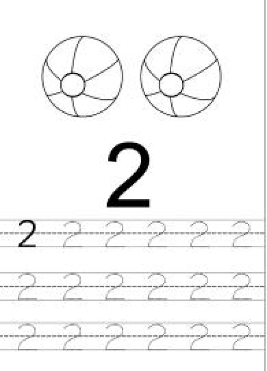 Math Worksheet: Count and Trace 2 - Number Tracing Worksheet