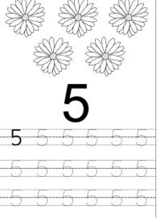 Math Worksheet: Count and Trace 5 - Number Tracing Worksheet
