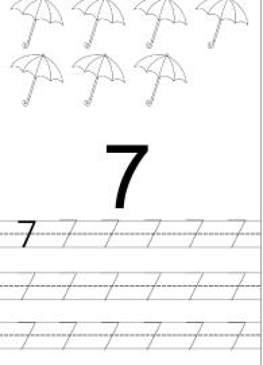Math Worksheet: Count and Trace 7 - Number Tracing Worksheet