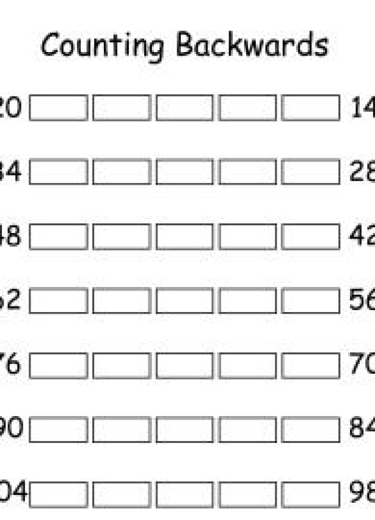 Math Worksheet: Counting Backwards by 1s - Write Missing Numbers Worksheet
