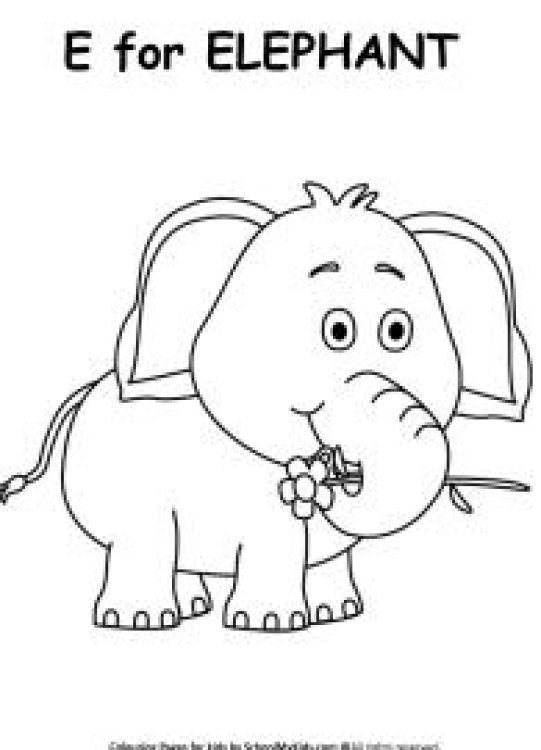 Art And Craft Worksheet: E for Elephant Coloring Page Worksheet
