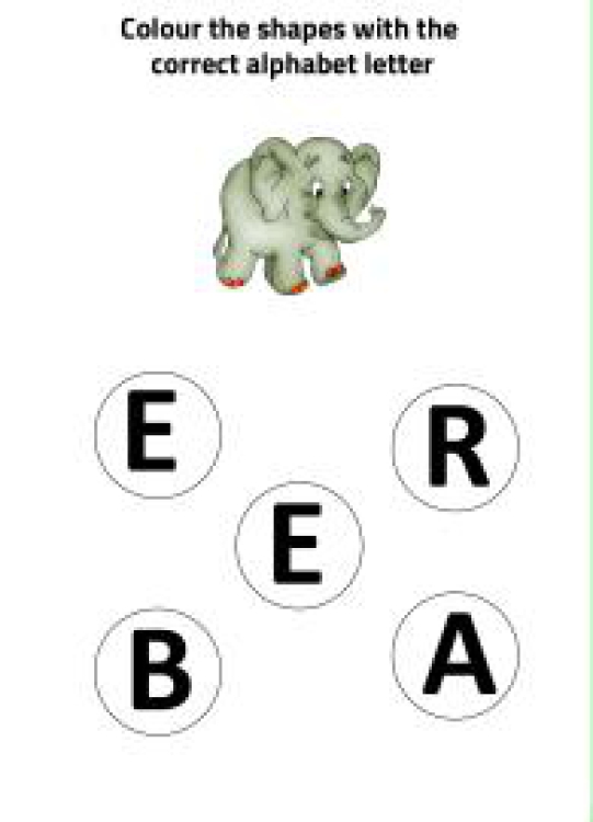 English Worksheet: E for Elephant - Practice Beginning Letter Worksheet