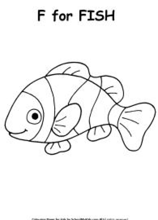 Art And Craft Worksheet: F for Fish Coloring Page Worksheet