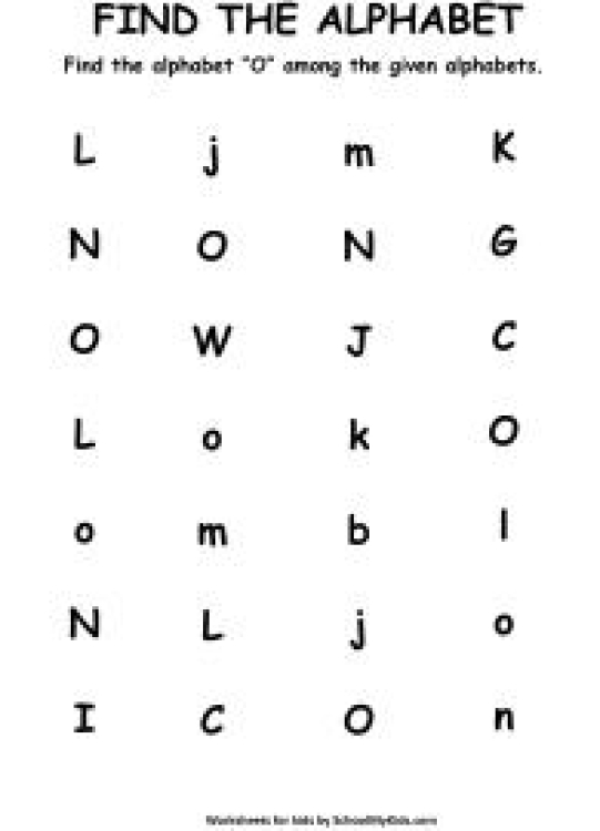 English Worksheet: Find the Letter O - Find Alphabets Worksheet