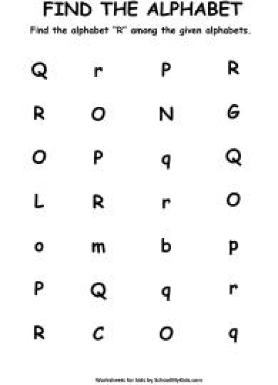 English Worksheet: Find the Letter R - Find Alphabets Worksheet