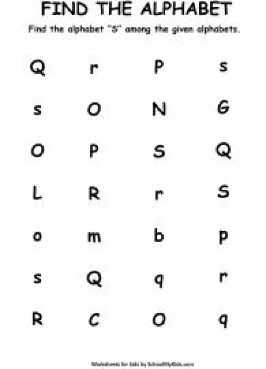 English Worksheet: Find the Letter S - Find Alphabets Worksheet