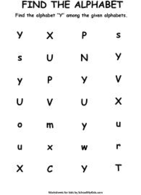 English Worksheet: Find the Letter Y - Find Alphabets Worksheet