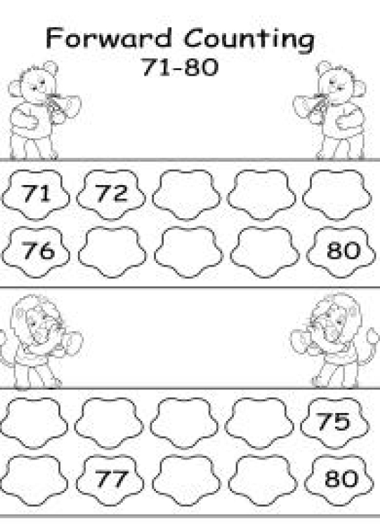 Math Worksheet: Forward Counting 71 to 80 Worksheet