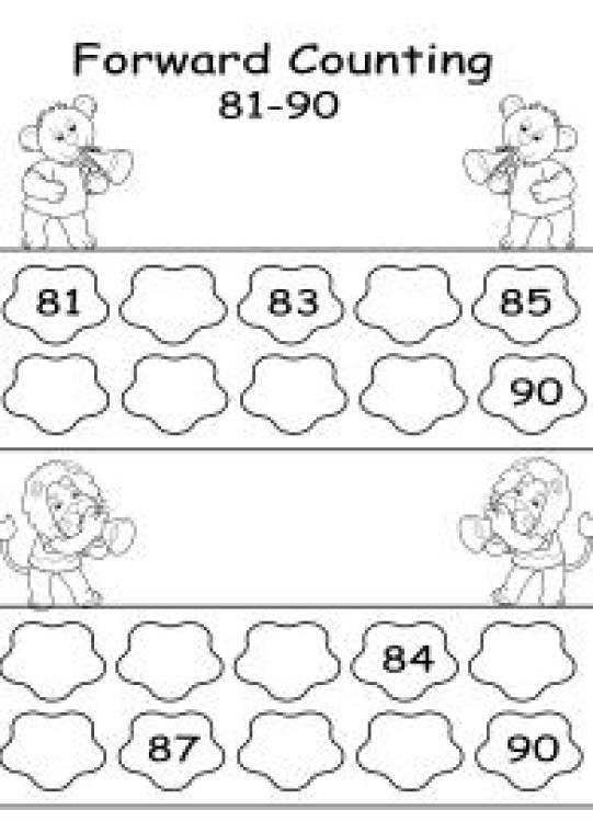 Math Worksheet: Forward Counting 81 to 90 Worksheet