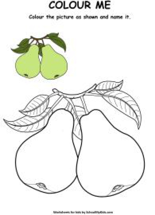 Art And Craft Worksheet: Fruit Pear Coloring Page Worksheet
