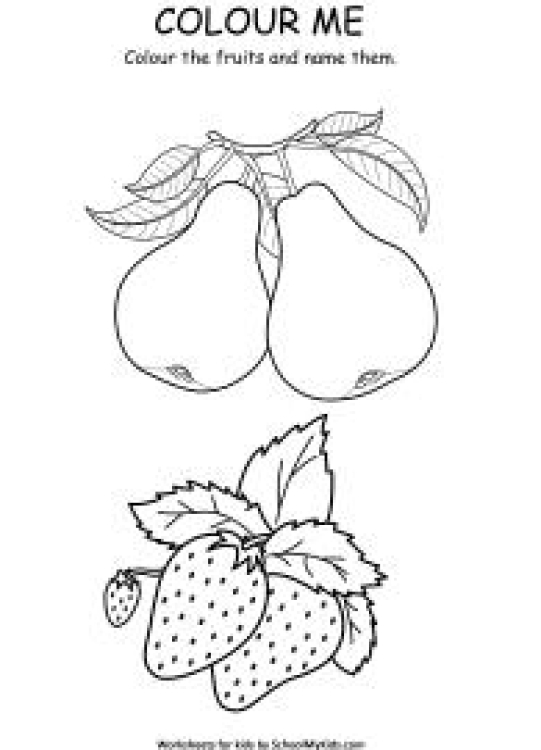Art And Craft Worksheet: Fruits Coloring Page - Strawberry and Pears Worksheet