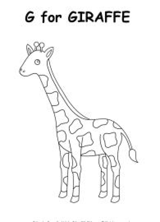 Art And Craft Worksheet: G for Giraffe Coloring Page Worksheet