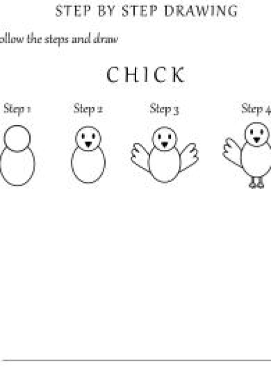 Art And Craft Worksheet: How to Draw a Chick Bird - Step by Step Drawing Worksheet