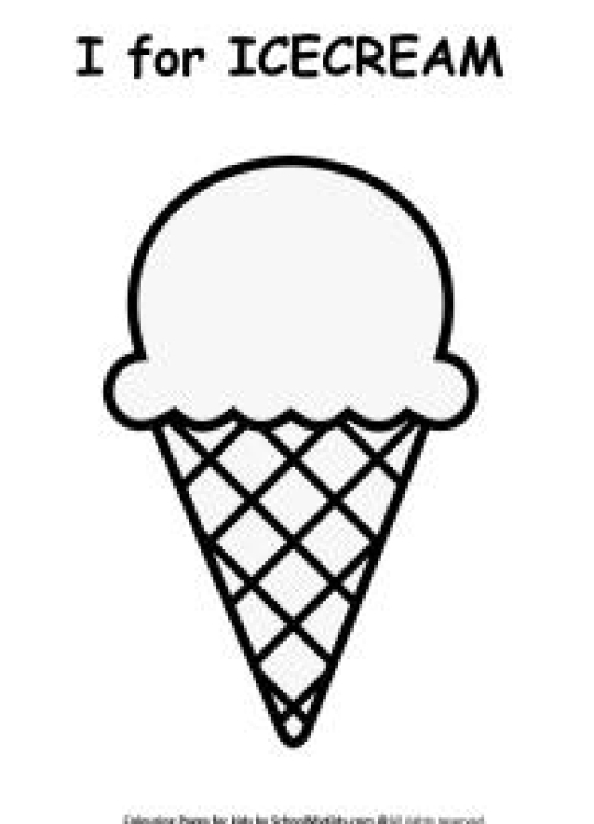 Art And Craft Worksheet: I for Ice cream Coloring Page Worksheet