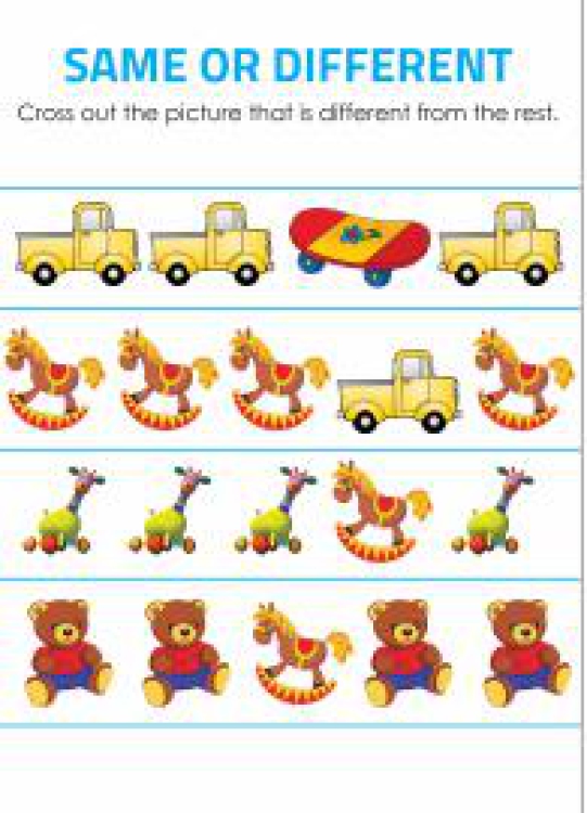Math Worksheet: Identify the Different Objects - Same and Different Worksheet