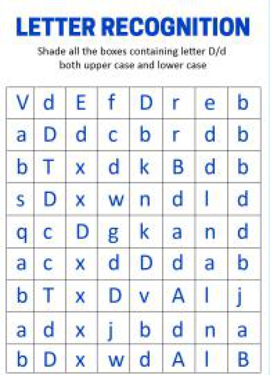 English Worksheet: Identify Uppercase and Lowercase Letter D - Letter Recognition Worksheet