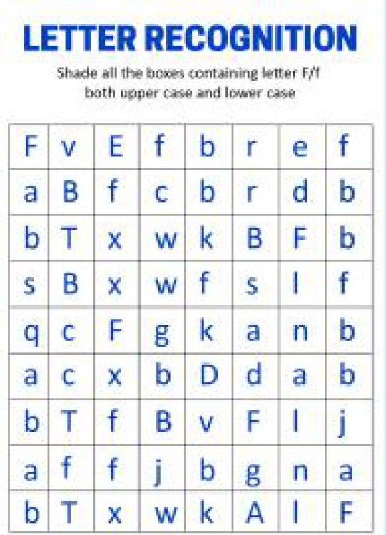 English Worksheet: Identify Uppercase and Lowercase Letter F - Letter Recognition Worksheet