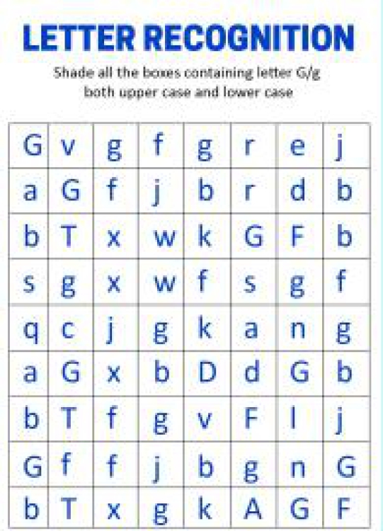 English Worksheet: Identify Uppercase and Lowercase Letter G - Letter Recognition Worksheet