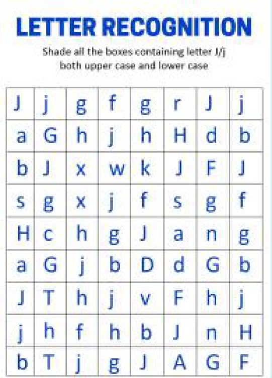 English Worksheet: Identify Uppercase and Lowercase Letter J - Letter Recognition Worksheet